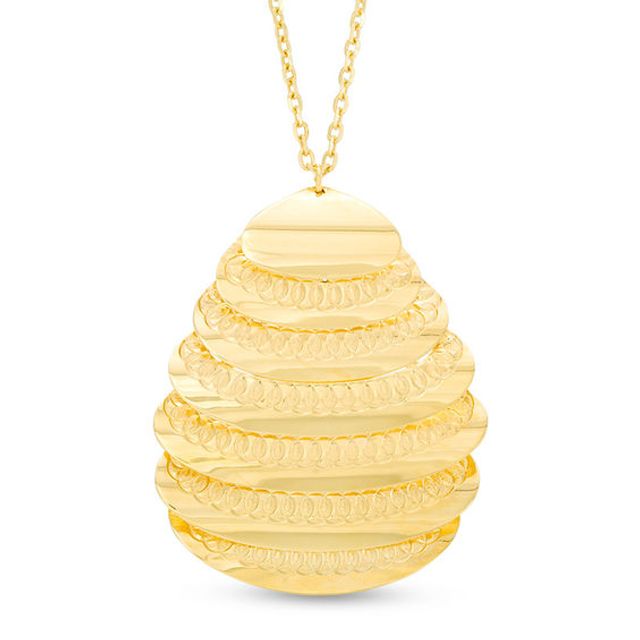 Made in Italy Diamond-Cut Coil Teardrop Pendant in 10K Gold