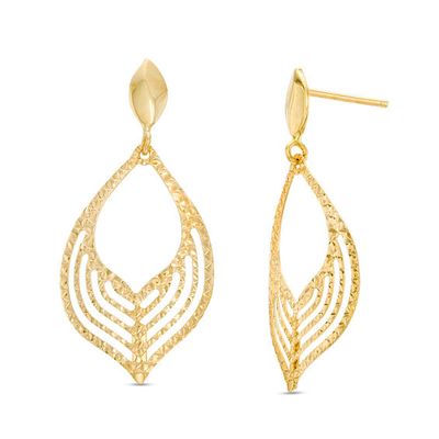 Made in Italy Diamond-Cut Open Flame Drop Earrings in 10K Gold