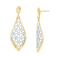 Made in Italy Diamond-Cut Lattice Drop Earrings in 10K Two-Tone Gold