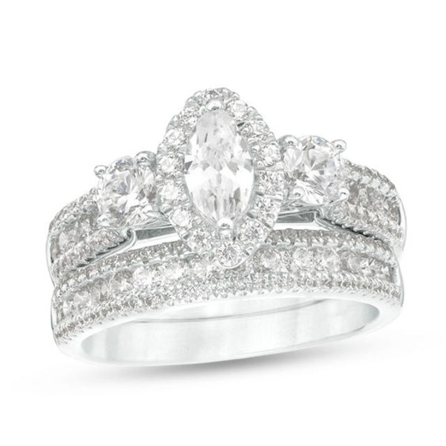 1-1/2 CT. T.w. Marquise Diamond Past Present FutureÂ® Bridal Set in 14K White Gold