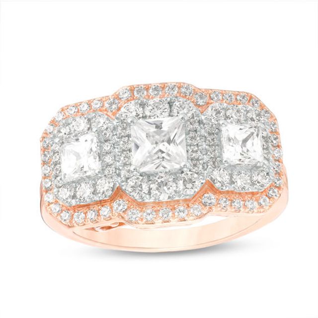 2 CT. T.w. Princess-Cut Diamond Double Frame Past Present FutureÂ® Ring in 14K Two-Tone Gold