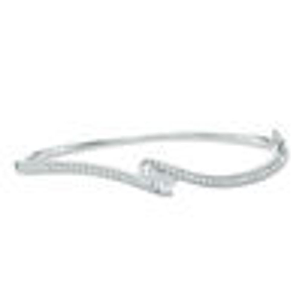 Sterling Silver Padlock Bracelet with Accent Stone and Genuine Diamond Stone