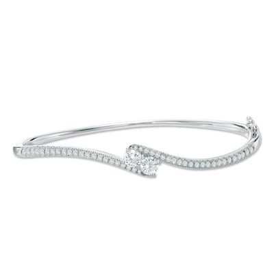 Ever UsÂ® 1/2 CT. T.w. Two-Stone Diamond Bypass Bangle in 14K White Gold
