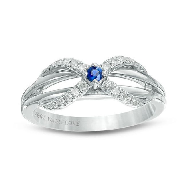 Vera Wang Love Collection 1/6 CT. T.w. Diamond and Blue Sapphire Infinity Ring in Sterling Silver