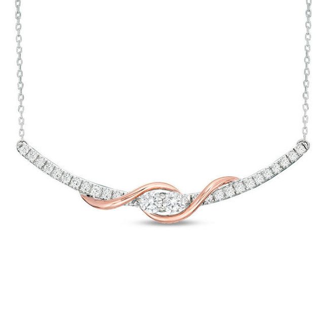 Ever UsÂ® 1 CT. T.w. Two-Stone Diamond Swirl Necklace in 14K Two-Tone Gold - 17"