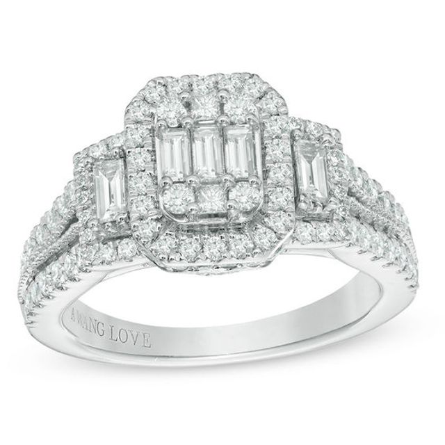 Vera Wang Love Collection 1-1/5 CT. T.w. Composite Diamond Octagonal Frame Engagement Ring in 14K White Gold