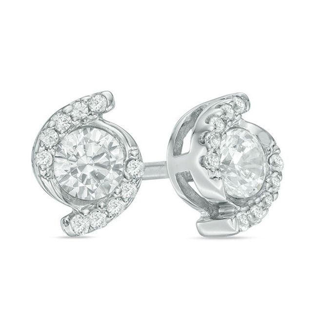 3/8 CT. T.w. Diamond Bypass Frame Cyclone Stud Earrings in 10K White Gold