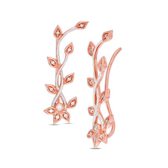 1/8 CT. T.w. Diamond Vine Crawler Earrings in 10K Rose Gold