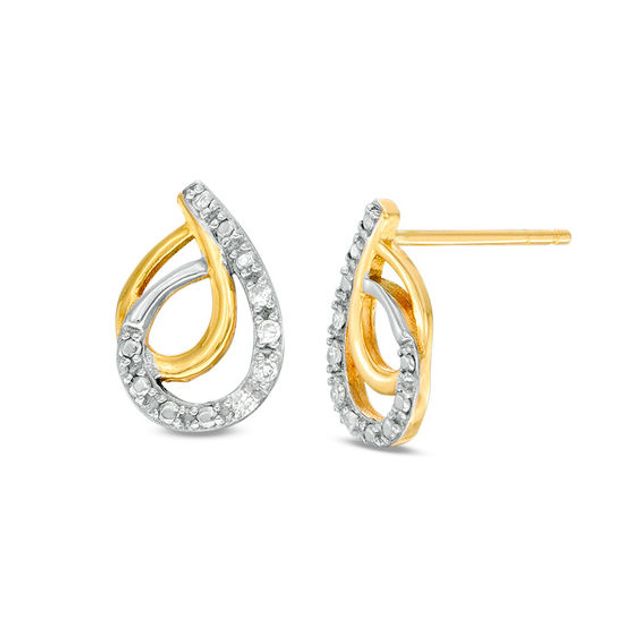 Diamond Accent Interlocking Teardrop Stud Earrings in 10K Gold