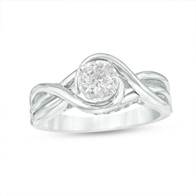 1/2 CT. T.w. Diamond Swirl Engagement Ring in 10K White Gold