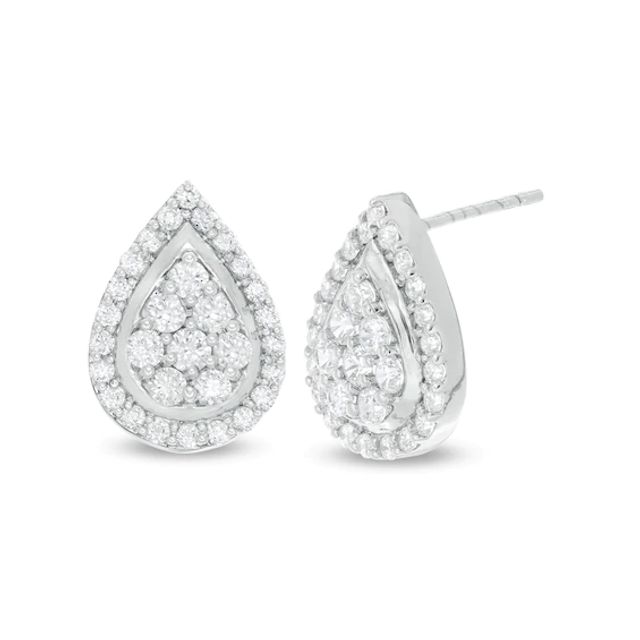 1 CT. T.w. Composite Diamond Teardrop Frame Stud Earrings in 10K White Gold