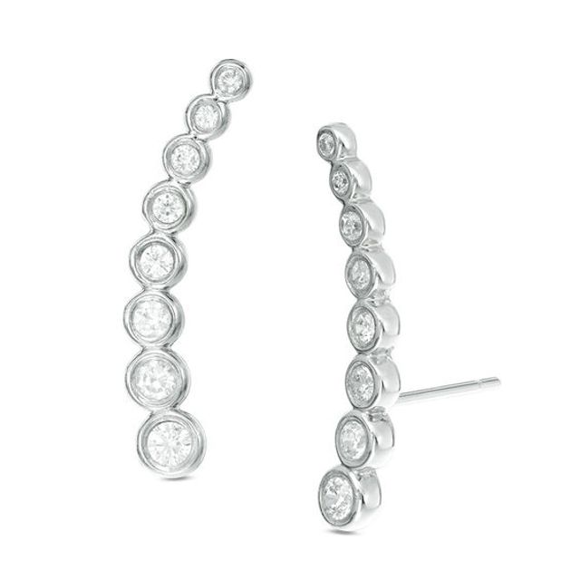 3/8 CT. T.w. Journey Diamond Crawler Earrings in 10K White Gold