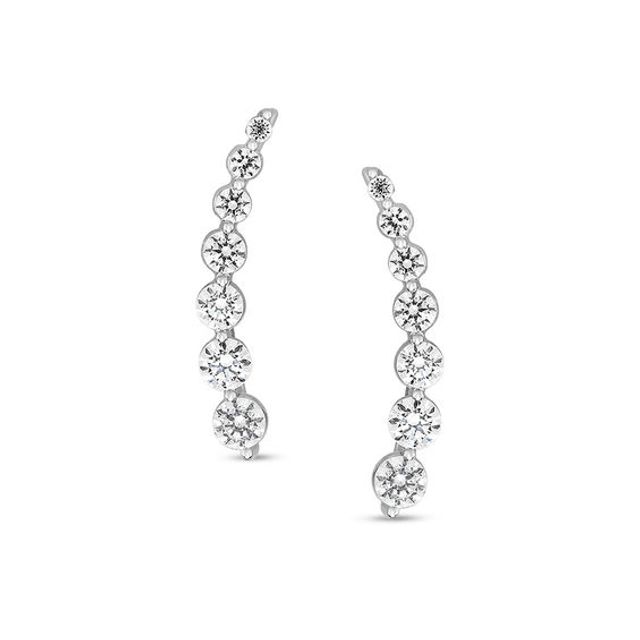 1-1/5 CT. T.w. Journey Diamond Crawler Earrings in 10K White Gold