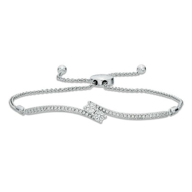 Ever UsÂ® 1/3 CT. T.w. Two-Stone Diamond Bypass Bolo Bracelet in 14K White Gold - 9.5"