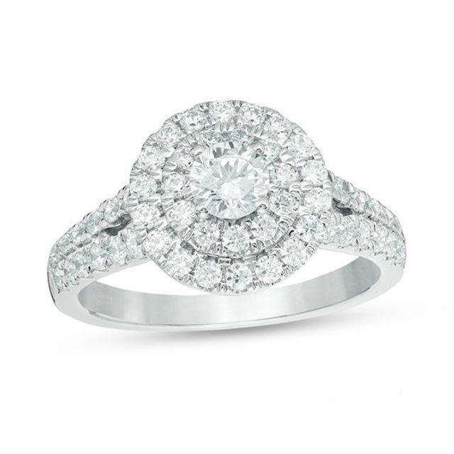 Love's Destiny by Zales 1-1/4 CT. T.w. Certified Diamond Double Frame Engagement Ring in 14K White Gold (I/I1)