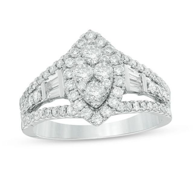 1-1/4 CT. T.w. Composite Diamond Marquise Frame Split Shank Engagement Ring in 14K White Gold
