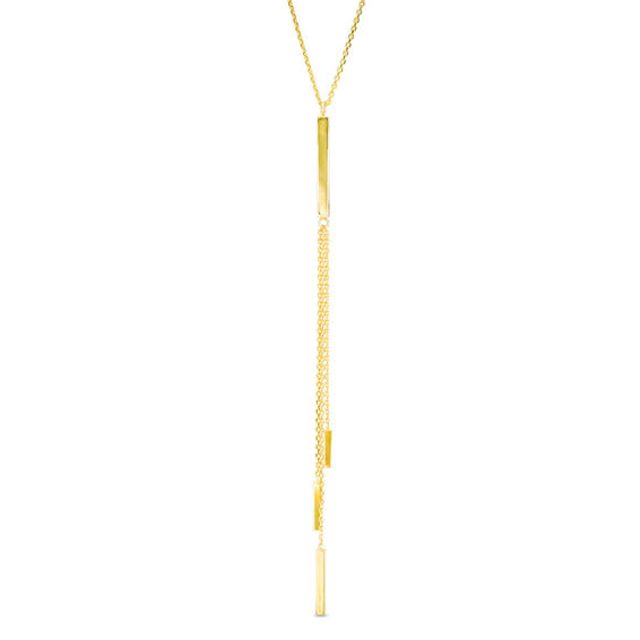 Triple Strand Bar "Y" Necklace in 10K Gold