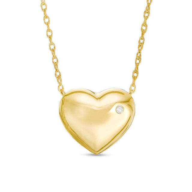 Zales Child's Puffed Heart Pendant in 14K Gold - 13