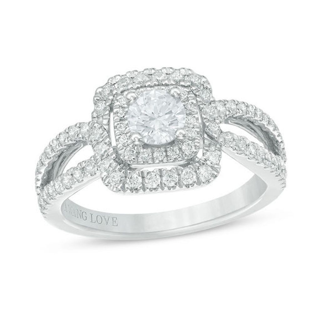 Zales Vera Wang Love Collection 1-1/2 CT. T.w. Certified Diamond Double  Frame Engagement Ring in 14K White Gold (I/Si2) | CoolSprings Galleria