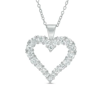 Lab-Created White Sapphire Heart Pendant in Sterling Silver