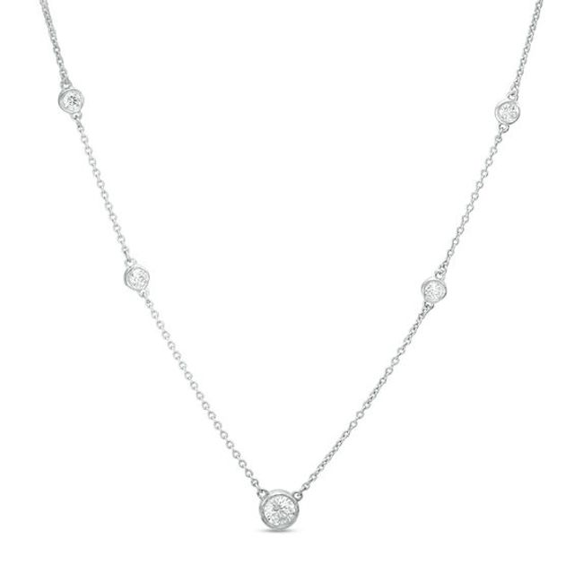 1/2 CT. T.w. Diamond Station Necklace in 10K White Gold