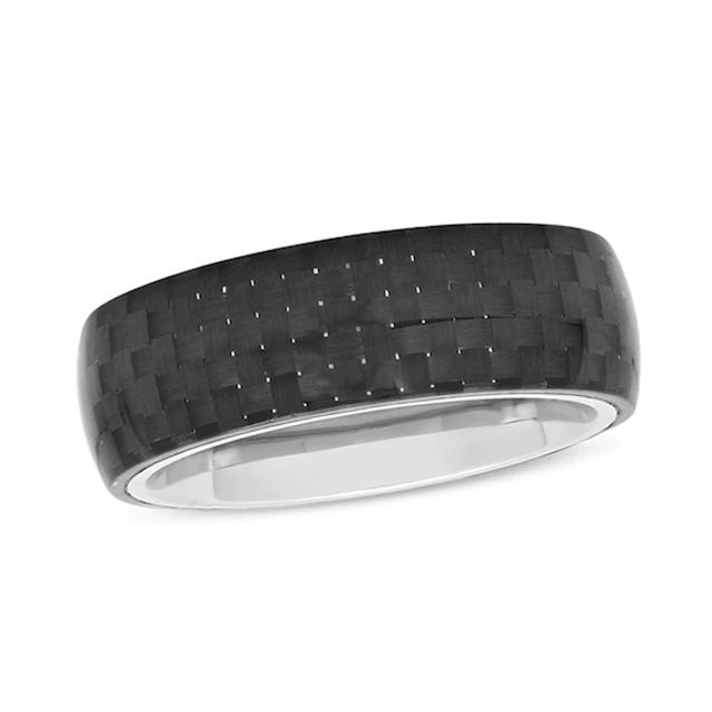 Zales Men's 8.0mm Black Stainless Steel Wedding Band