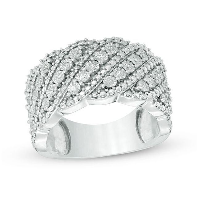 1/6 CT. T.w. Diamond Wave Anniversary Band in 10K White Gold