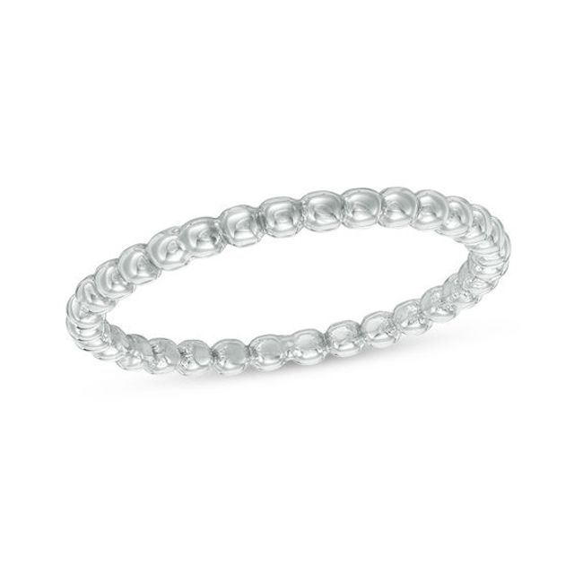 1.7mm Diamond-Cut Beaded Wedding Band in 10K White Gold - Size 6