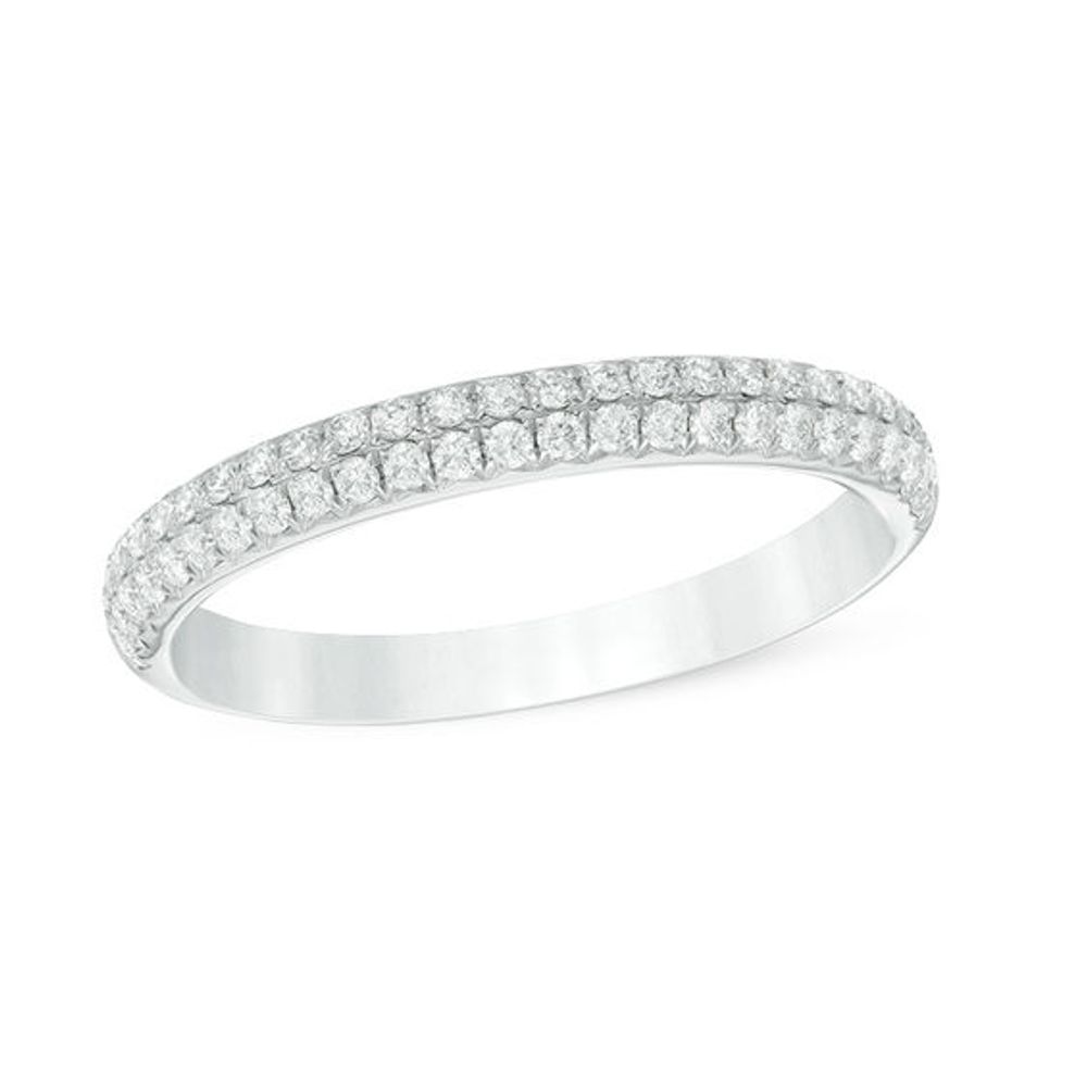 1/3 CT. T.w. Diamond Double Row Anniversary Band in 14K White Gold