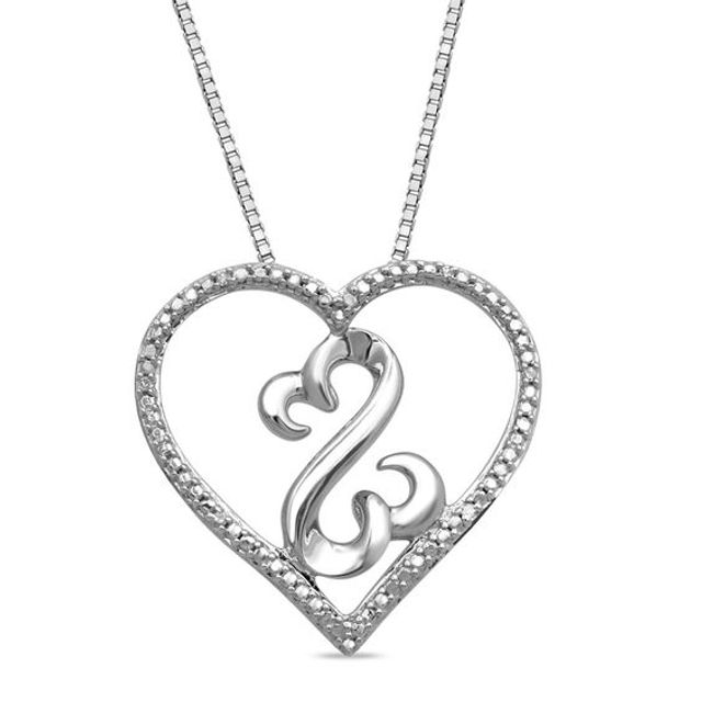 Open Hearts by Jane Seymourâ¢ Diamond Accent Pendant in Sterling Silver