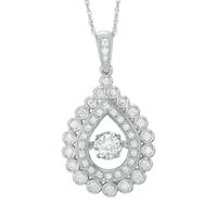 3/4 CT. T.w. Diamond Pear-Shaped Scalloped Frame Pendant in 14K White Gold