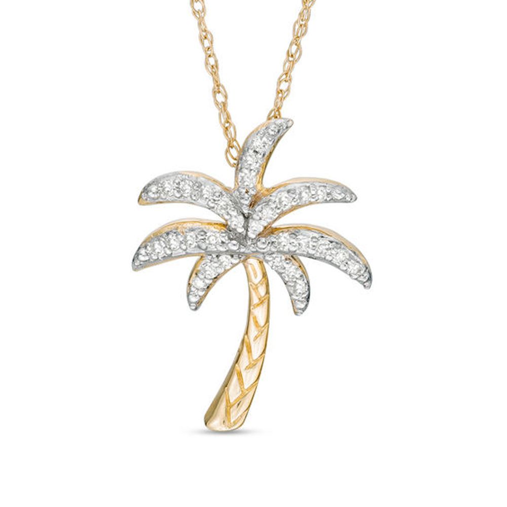 1/10 CT. T.w. Diamond Palm Tree Pendant in 10K Gold