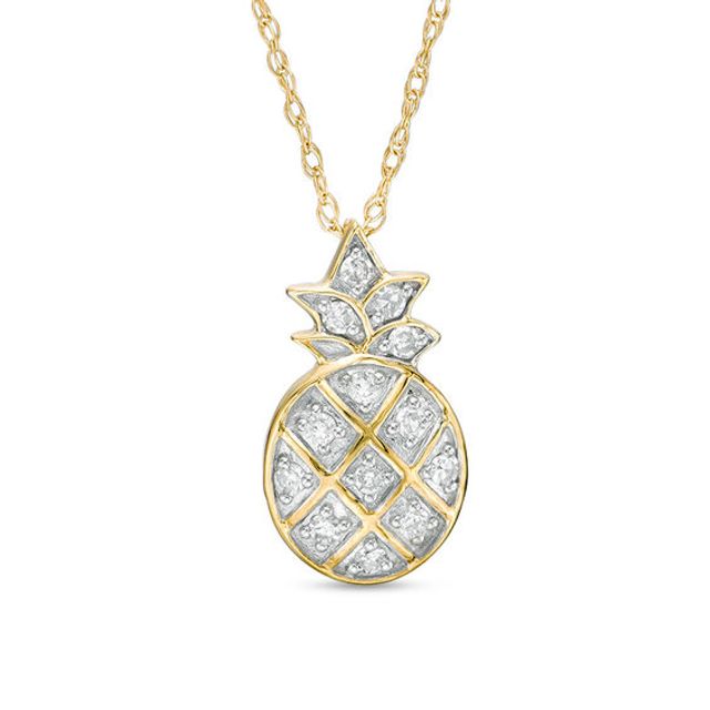 1/10 CT. T.w. Diamond Pineapple Pendant in 10K Gold