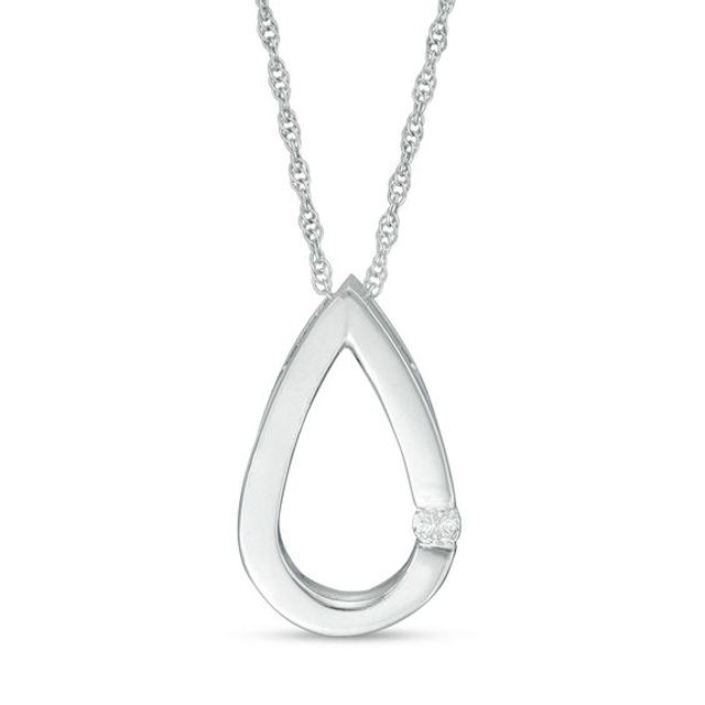 Diamond Accent Teardrop Pendant in 10K White Gold