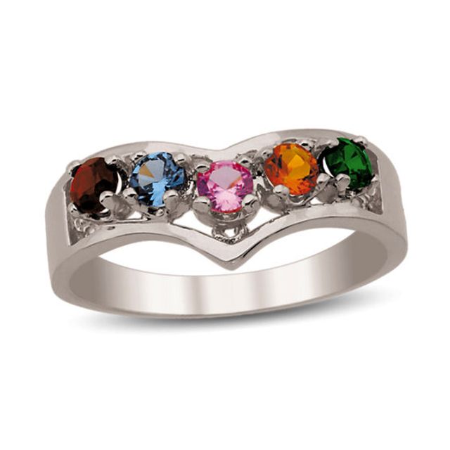 Mother's Birthstone Chevron Ring (2-6 Stones)