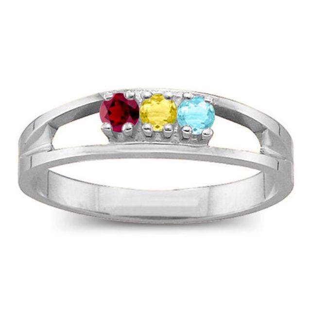 Mother's Birthstone Split Shank Ring (1-6 Stones)