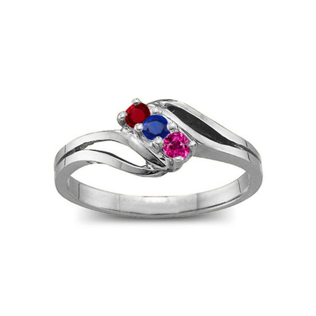 Mother's Birthstone Split Shank Bypass Ring (2-7 Stones)