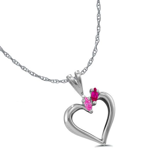 Mother's Marquise Birthstone Heart Pendant (2-7 Stones)