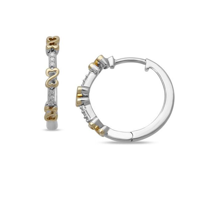 Open Hearts by Jane Seymourâ¢ Diamond Accent Hoop Earrings in Sterling Silver and 10K Gold