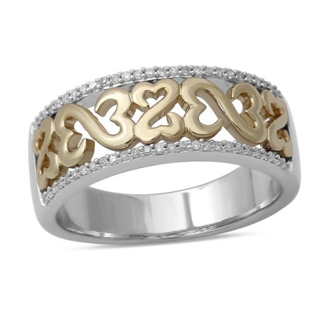 Open Hearts by Jane Seymourâ¢ 1/10 CT. T.w. Diamond Band in Sterling Silver and 10K Gold