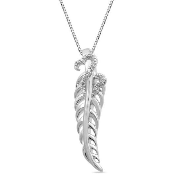 Open Hearts by Jane Seymourâ¢ Diamond Accent Feather Pendant in Sterling Silver