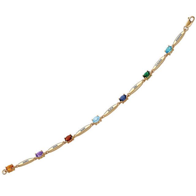 Mother's Oval Simulated Birthstone Bracelet (7 Stones and Names) - 7.5"