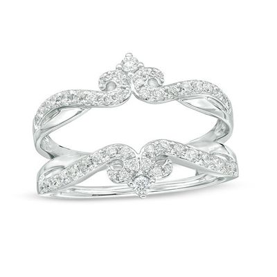 1/2 CT. T.w. Diamond Double Crown Solitaire Enhancer in 14K White Gold