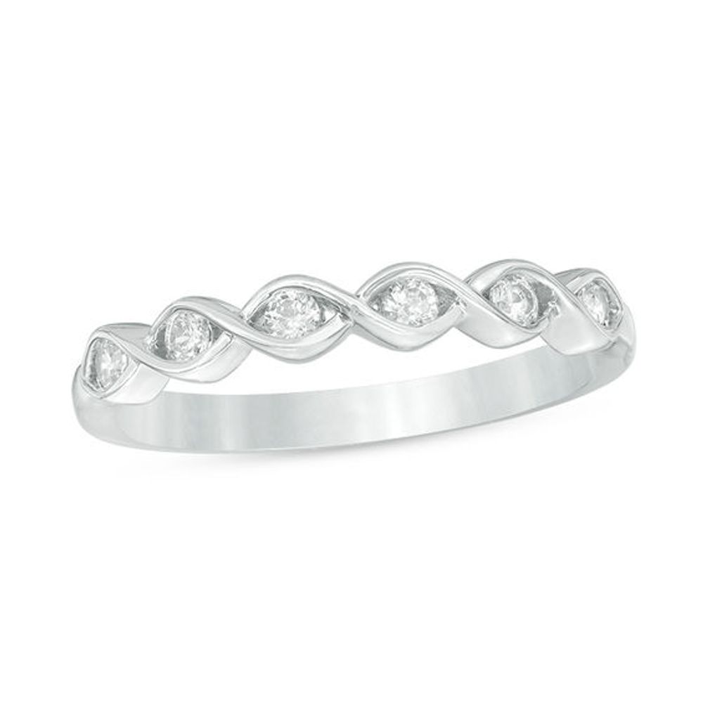 1/5 CT. T.w. Diamond Twist Anniversary Band in 10K White Gold