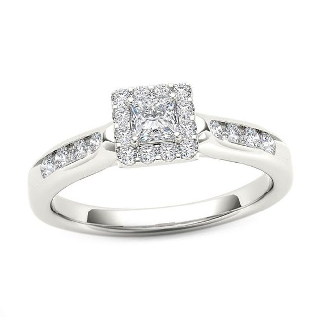 1/2 CT. T.w. Princess-Cut Diamond Frame Engagement Ring in 14K White Gold