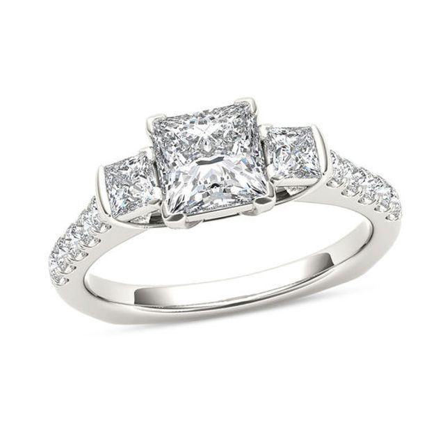 1-1/2 CT. T.w. Princess-Cut Diamond Three Stone Engagement Ring in 14K White Gold