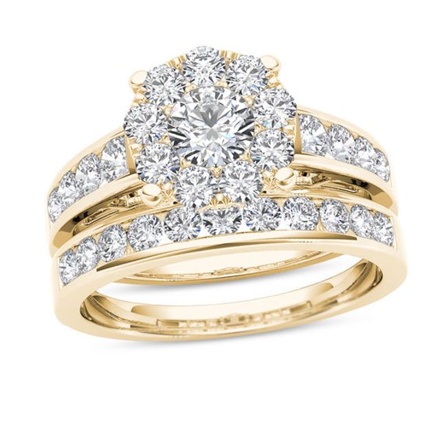 1-1/2 CT. T.w. Diamond Frame Bridal Set in 14K Gold