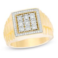 Men's 1/4 CT. T.w. Composite Diamond Square Frame Stepped Shank Satin Ring in 10K Gold