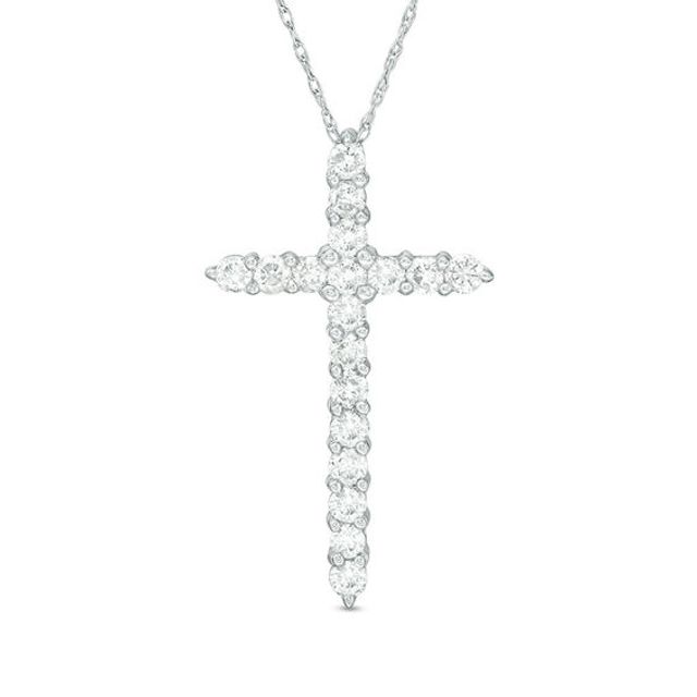 3/4 CT. T.w. Diamond Cross Pendant in 14K White Gold