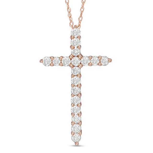 3/4 CT. T.w. Diamond Cross Pendant in 14K Rose Gold